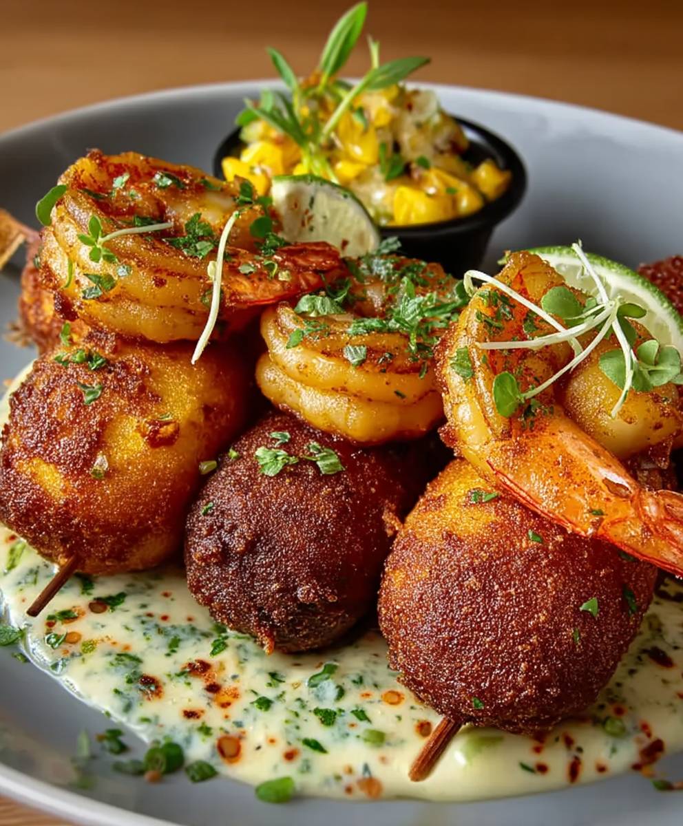Cajun Sausage Shrimp Corndogs