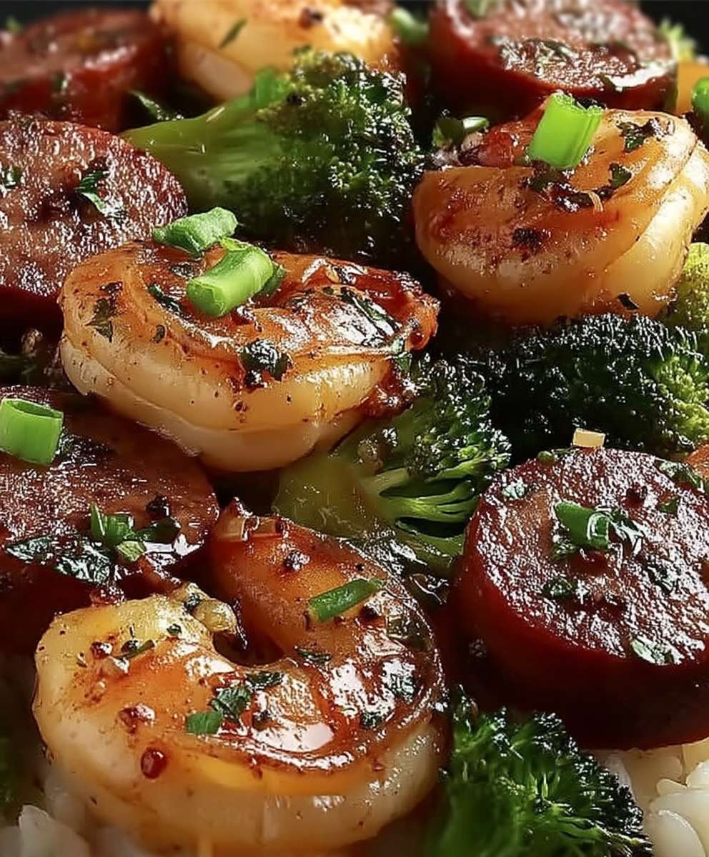 Honey Garlic Shrimp Sausage Broccoli