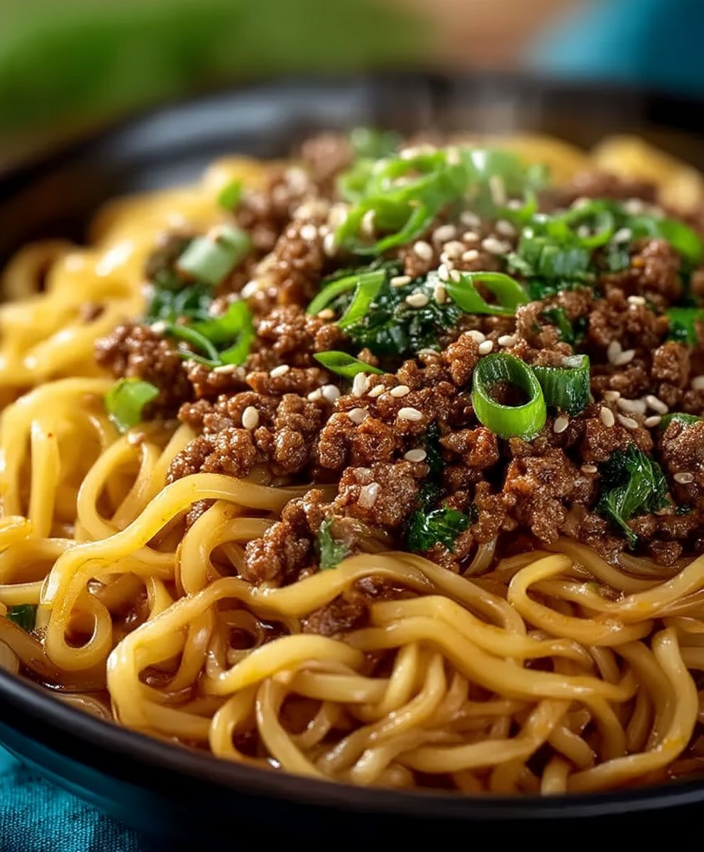 Mongolian ground beef noodles