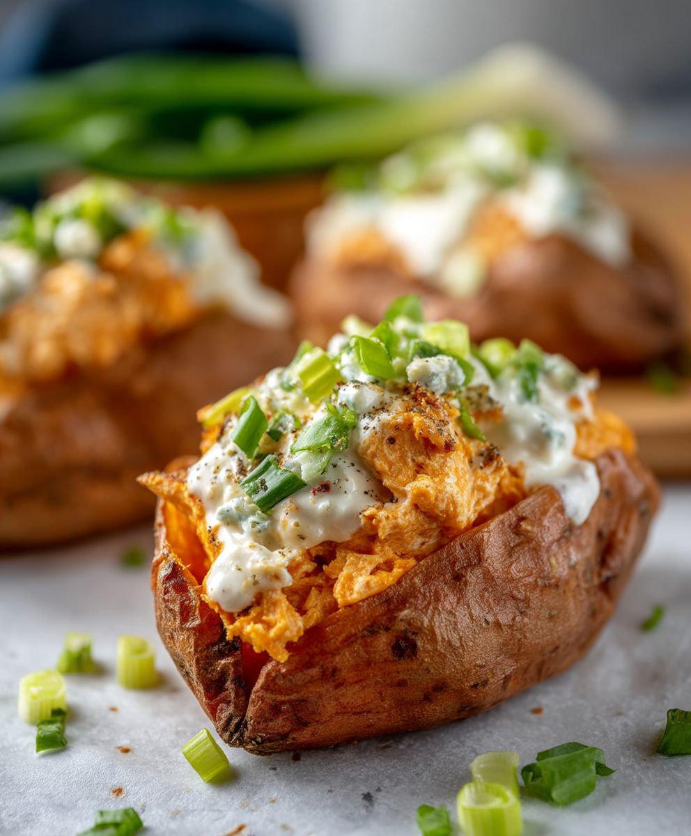 Buffalo Chicken Stuffed Potatoes