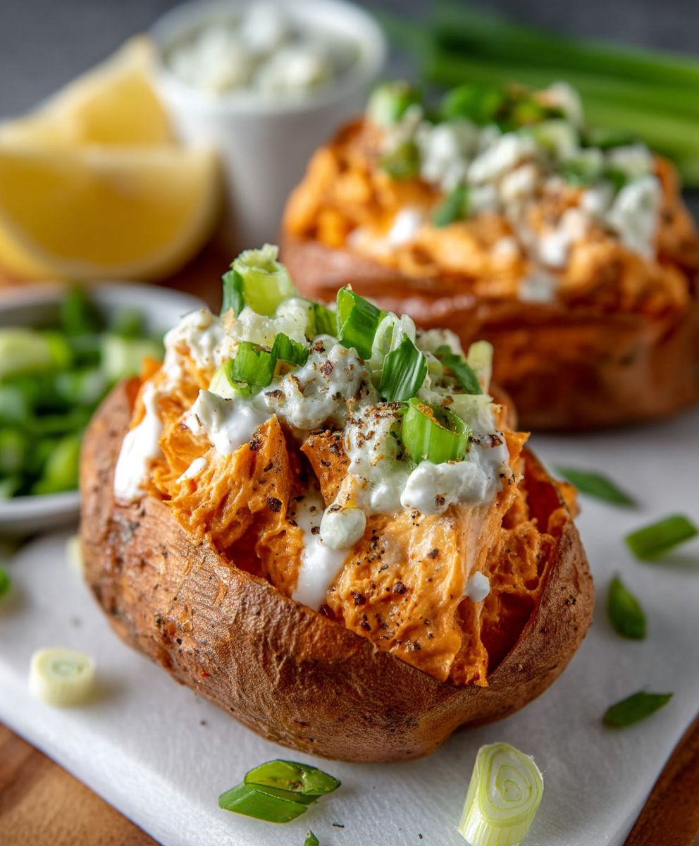 Buffalo Chicken Stuffed Potatoes