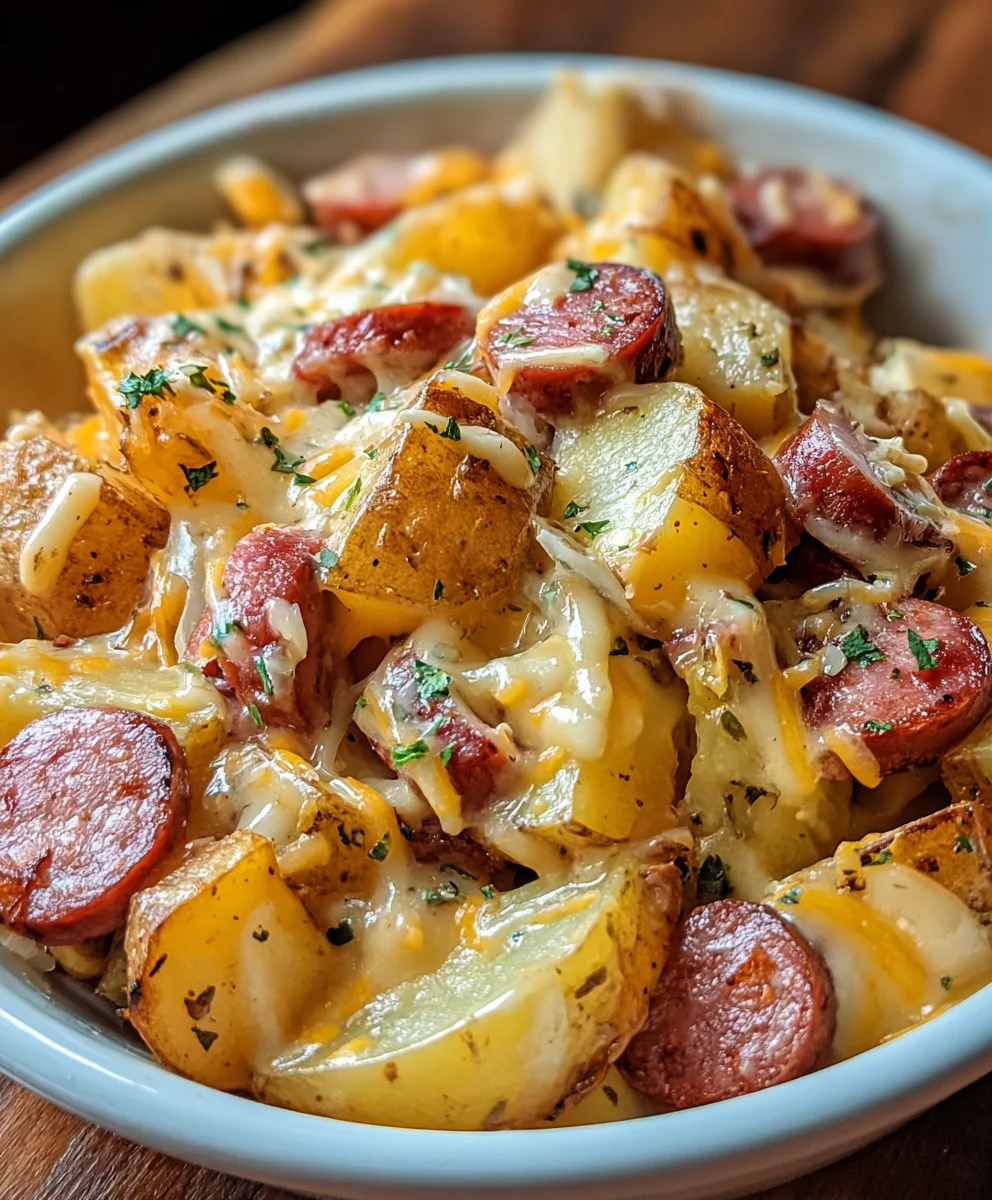 Cheesy Ranch Potatoes with Smoked Sausage: Easy Dinner!
