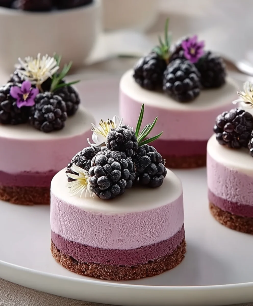 Mini Blackberry Mousse Cakes