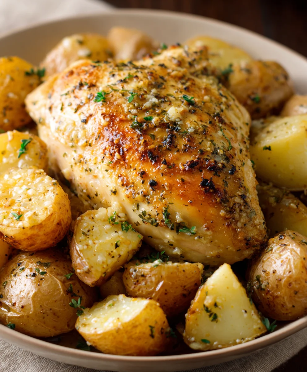Ultimate Garlic Parmesan Crockpot Chicken & Potatoes