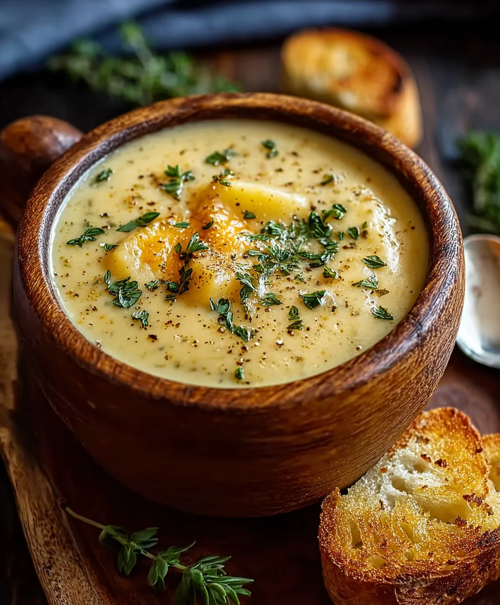 Easy & Delicious Cheddar Garlic Herb Potato Soup Recipe