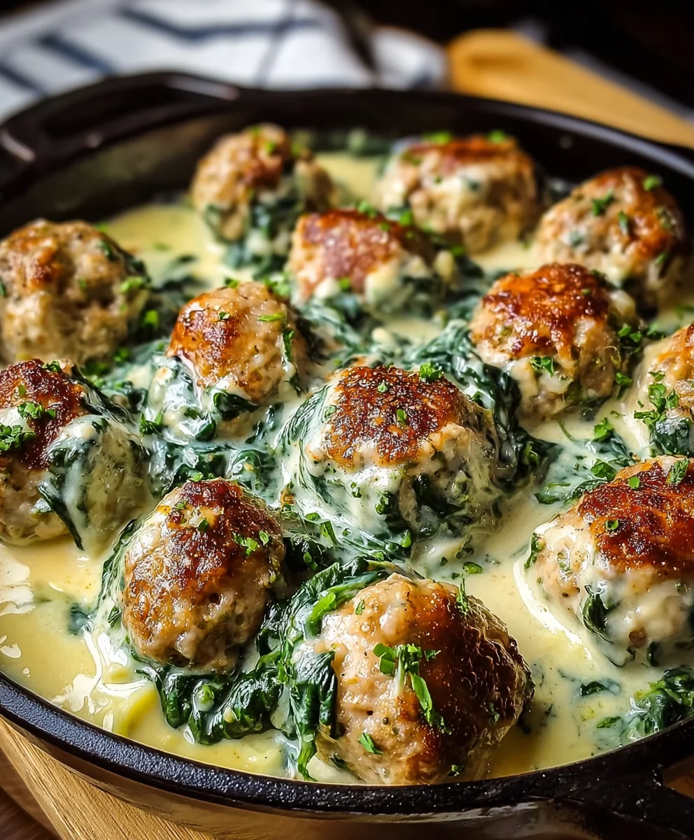 Southern Baked Chicken Ricotta Meatballs & Spinach Alfredo