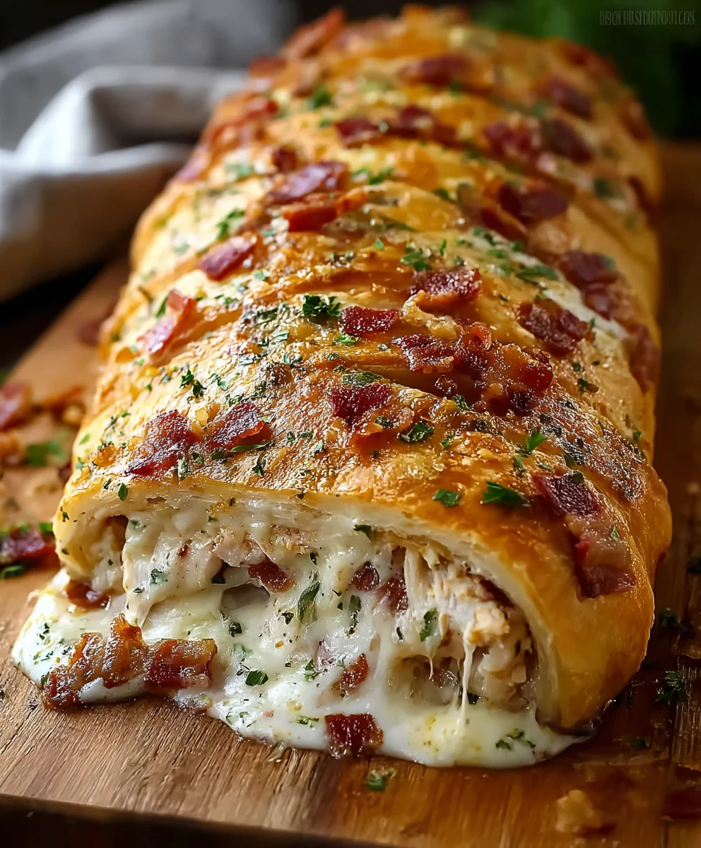 Chicken Beef Bacon Ranch Stromboli