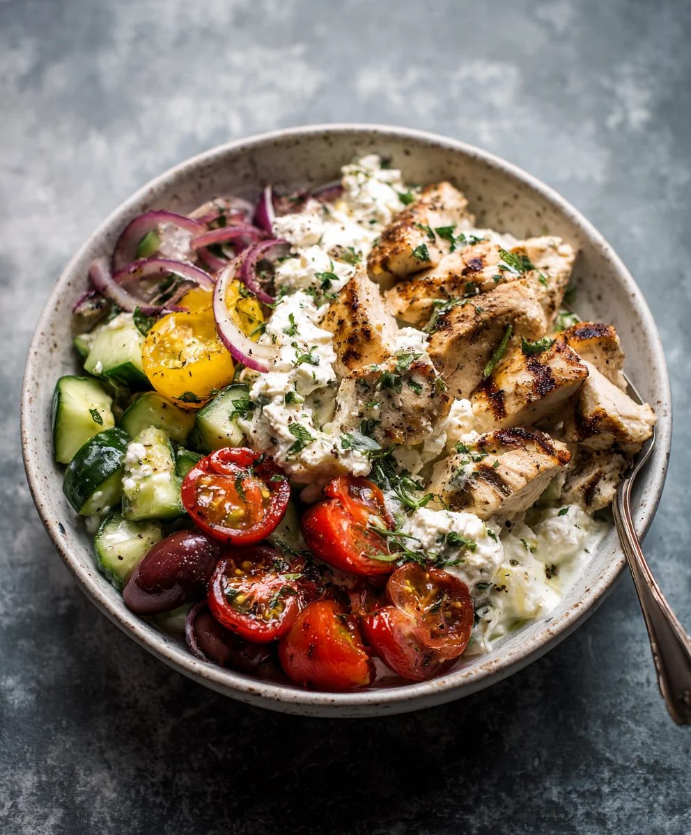 Savory Greek Chicken Cottage Cheese Bowl - Quick & Healthy!