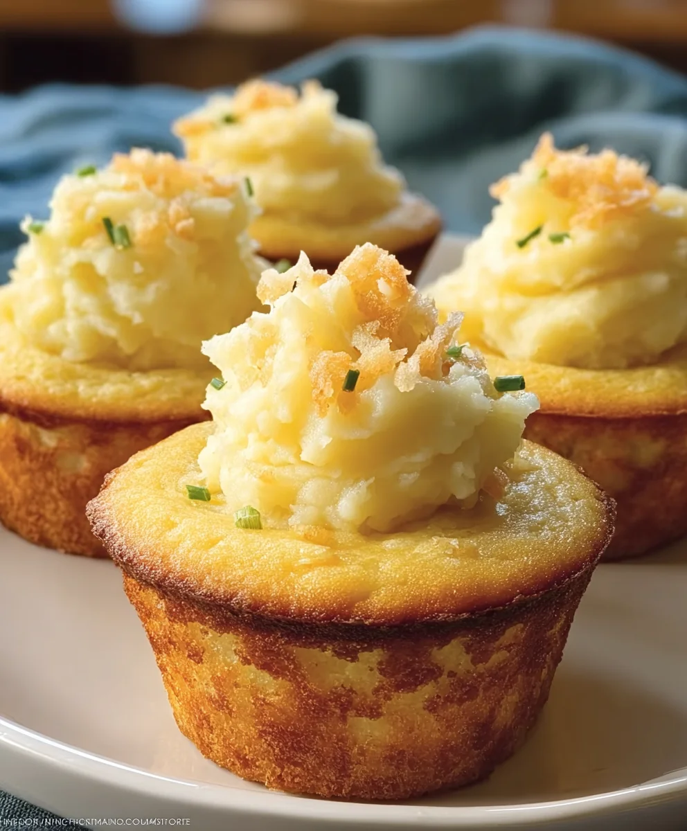 Savory Cornbread Cupcakes with Fluffy Mashed Potatoes