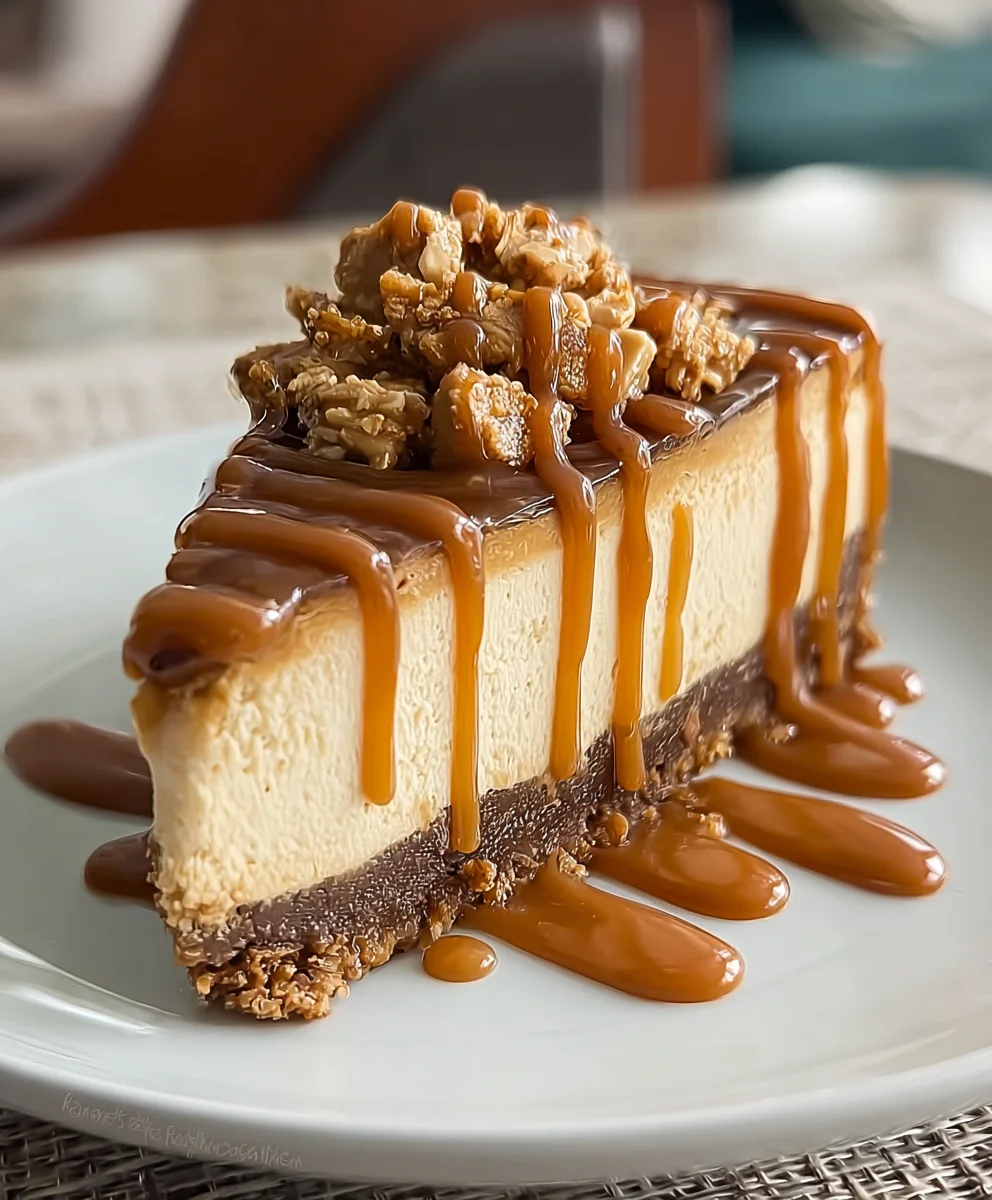 Decadent Peanut Butter Cheesecake with Caramel Drizzle
