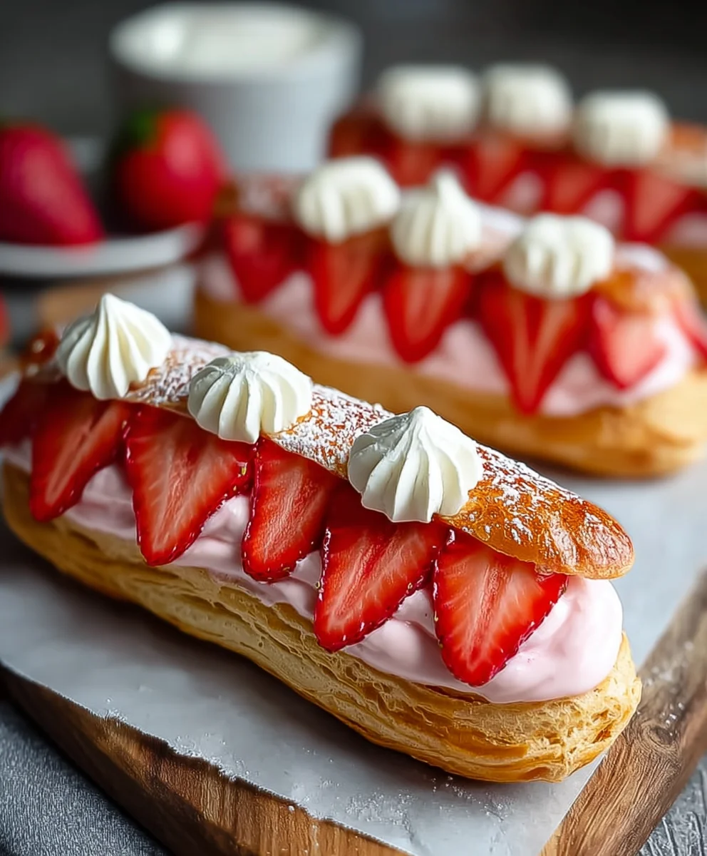 Sweet & Creamy Strawberry Eclairs
