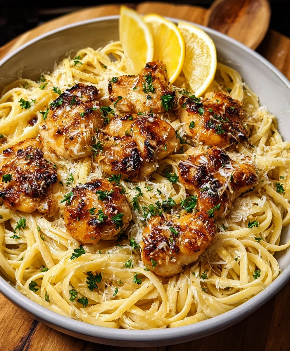 Lemon Garlic Butter Chicken Parmesan Linguine