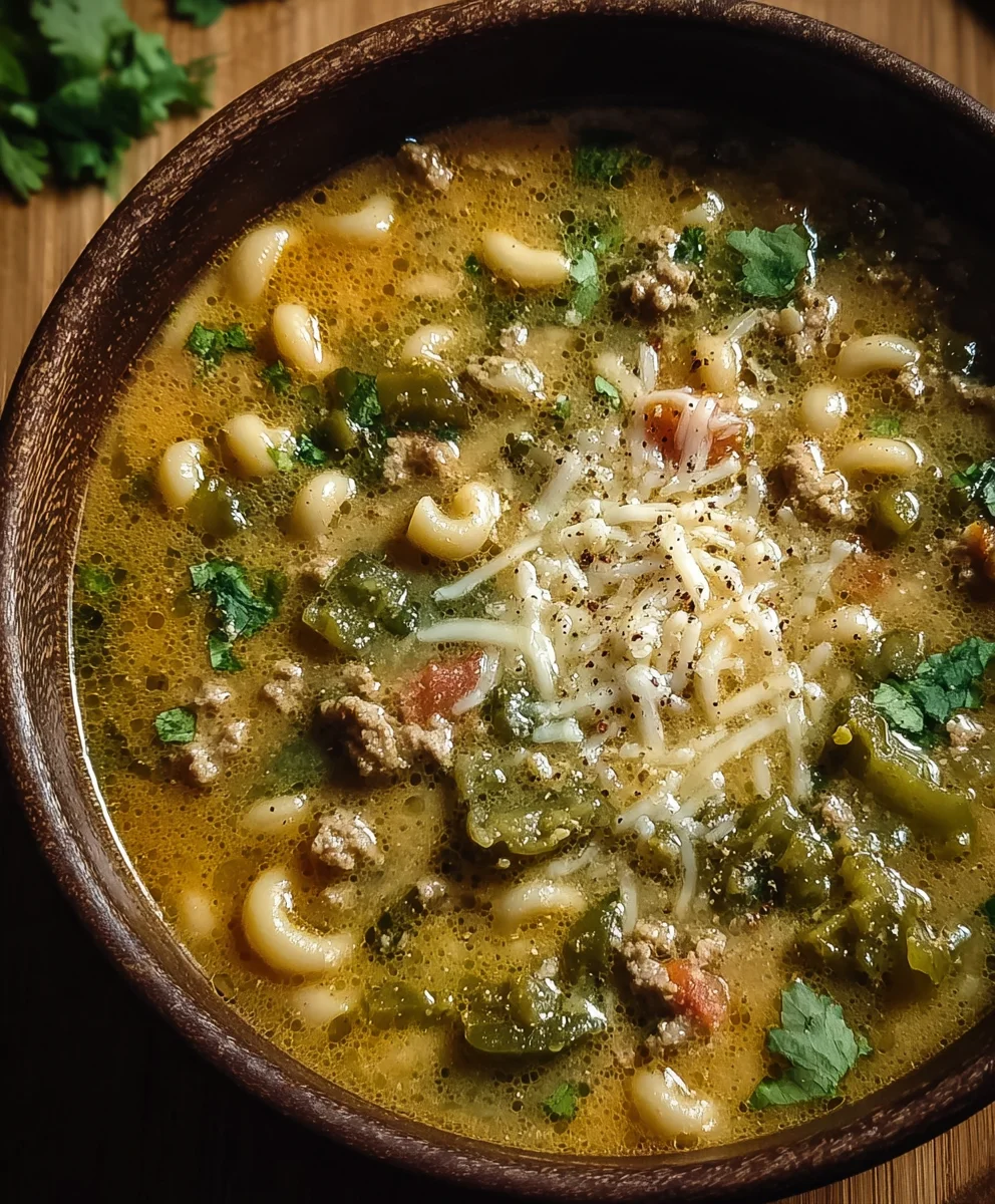 Sopita Chile Verde Con Queso: Hearty Beef & Cheese Soup
