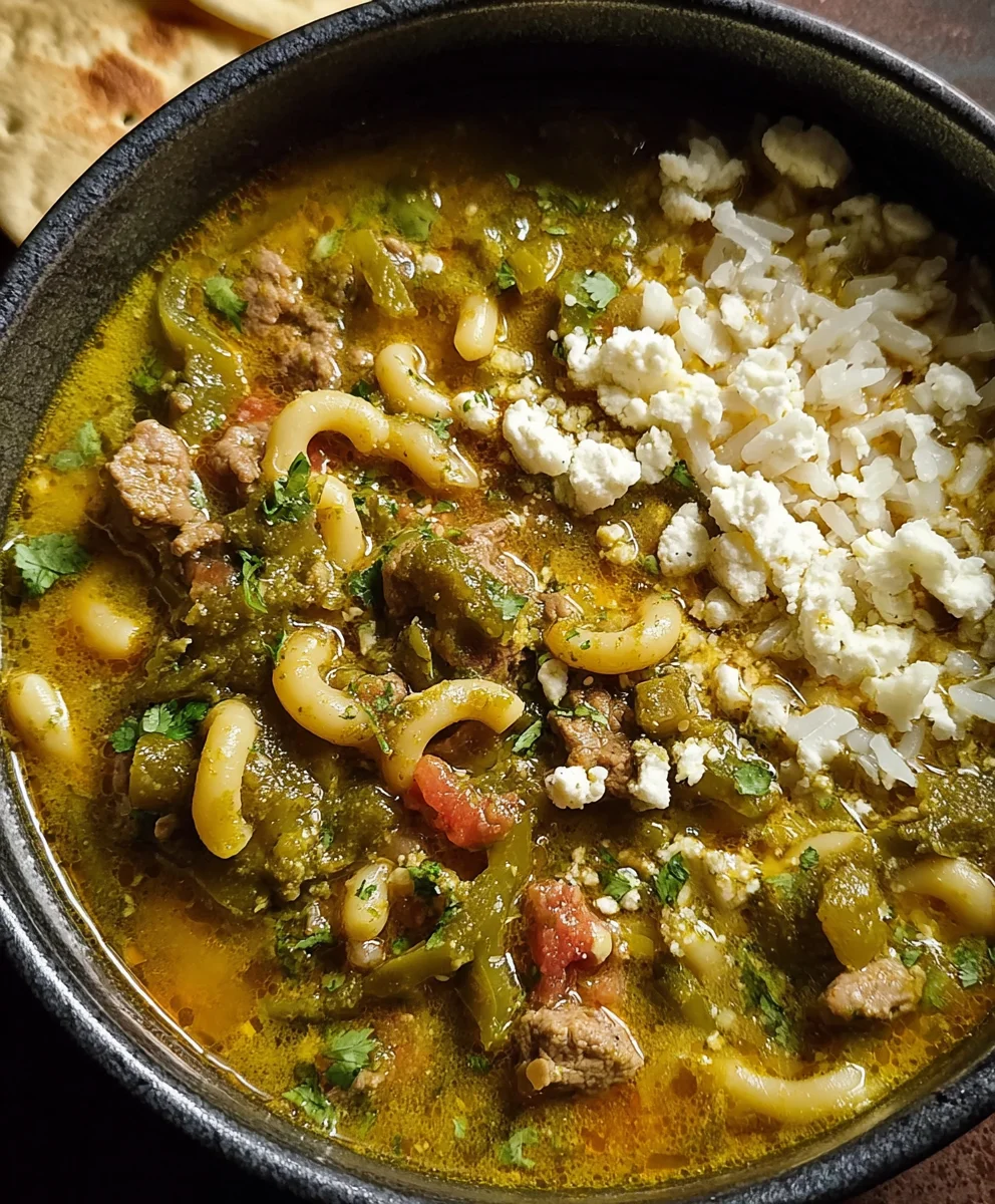 Sopita Chile Verde Con Queso: Hearty Beef & Cheese Soup