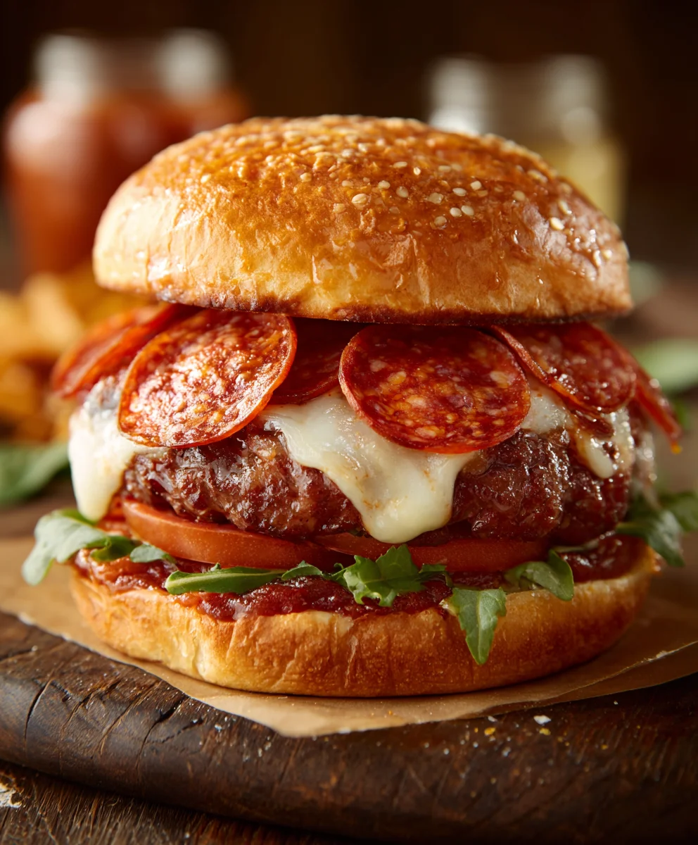 Juicy Beef Pepperoni Pizza Burger: Must-Try Recipe!