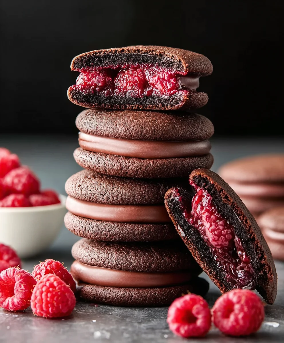 Homemade Chocolate Raspberry Sandwich Cookies