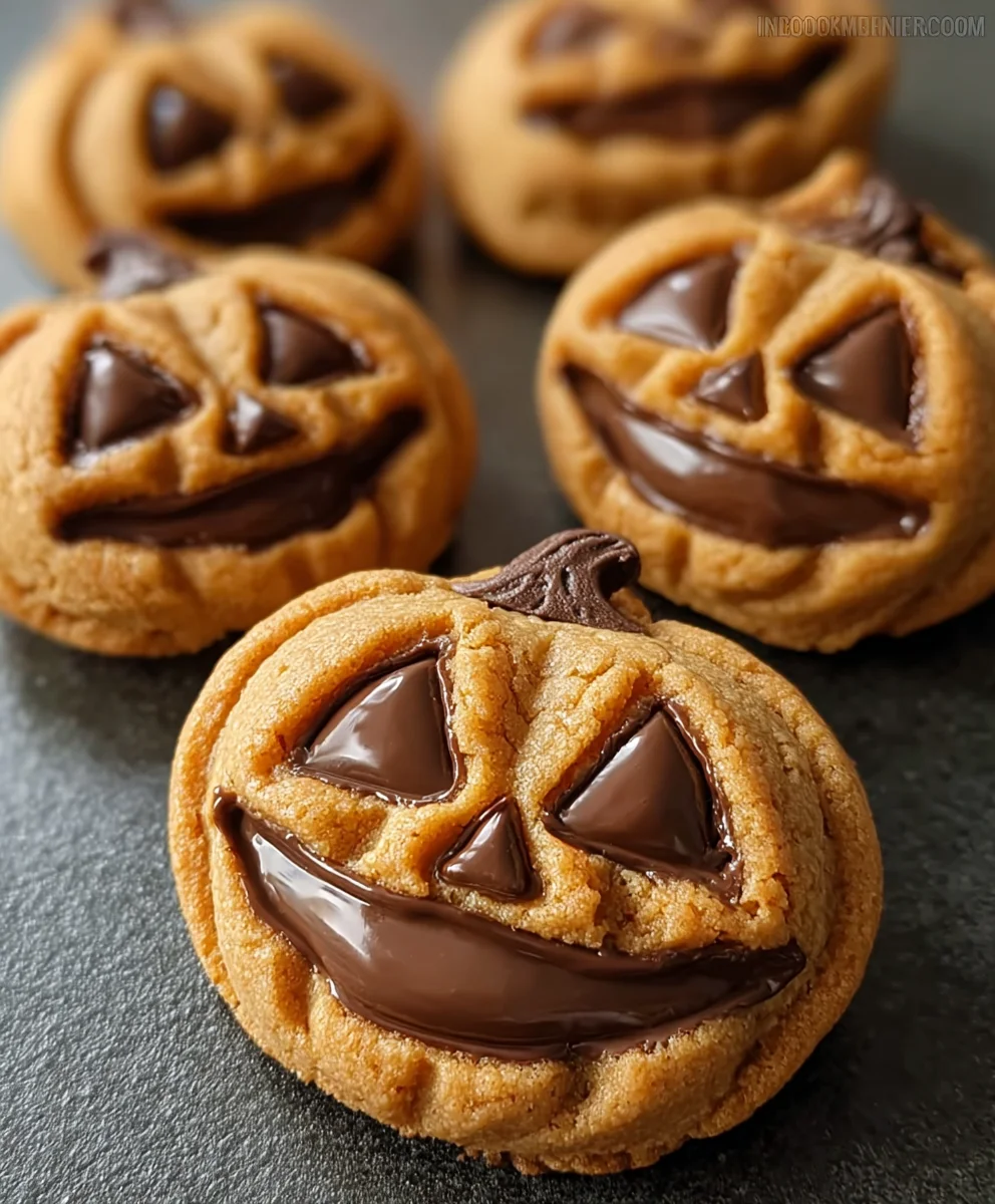 Gooey Milk Chocolate Stuffed Jack O' Lantern Cookies