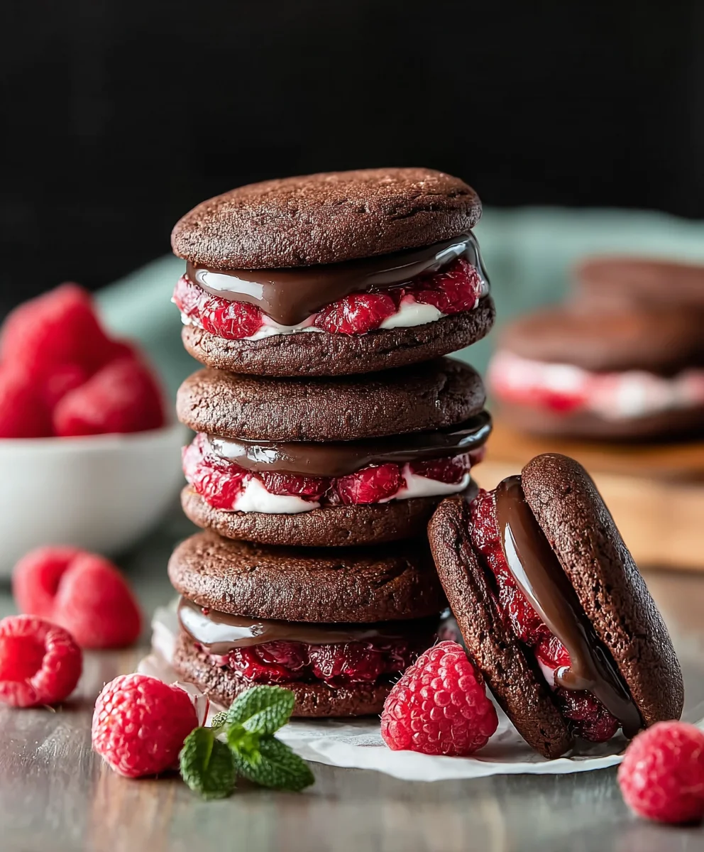 Delicious Homemade Chocolate Raspberry Sandwich Cookies