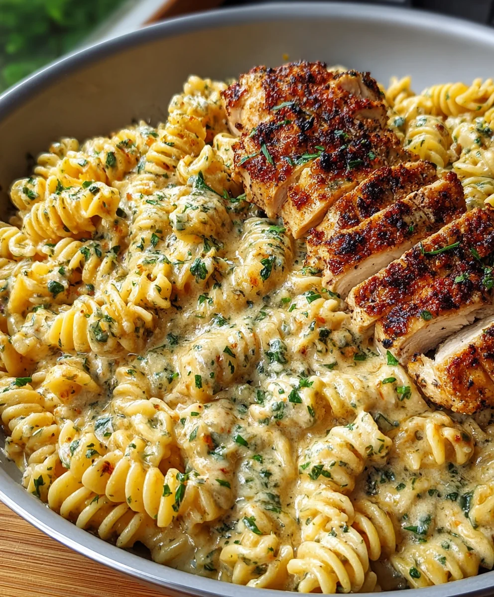 Creamy Garlic Parm Chicken & Cheesy Twisted Pasta Recipe
