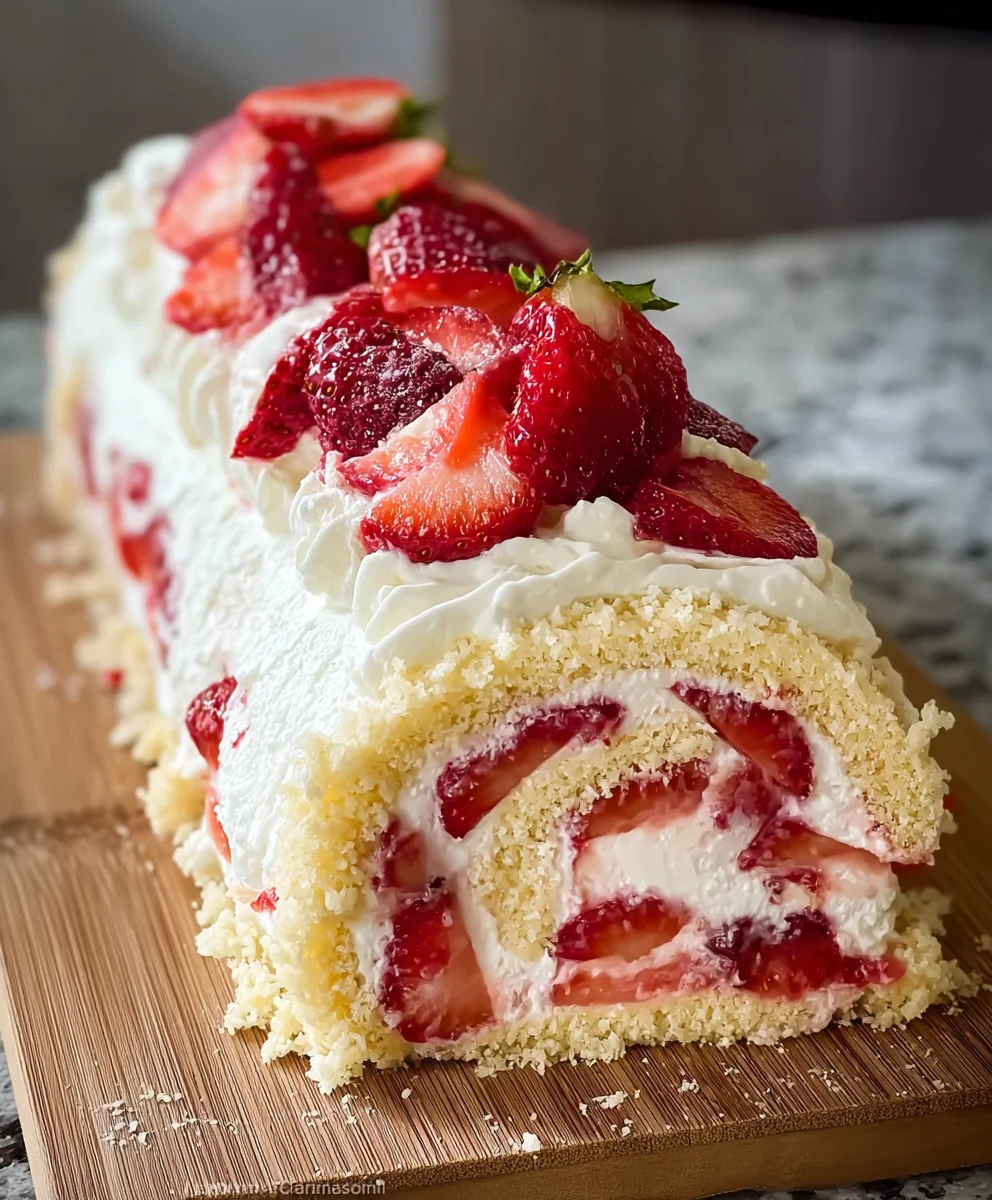 Amazing Strawberry Shortcake Cheesecake Dessert Roll