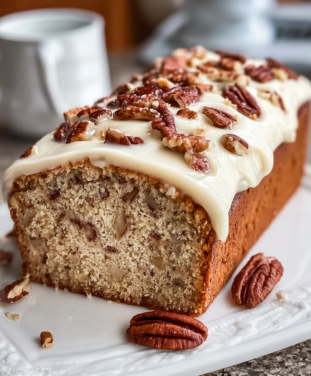 Delicious Butter Pecan Cake Loaf with Cream Cheese Icing
