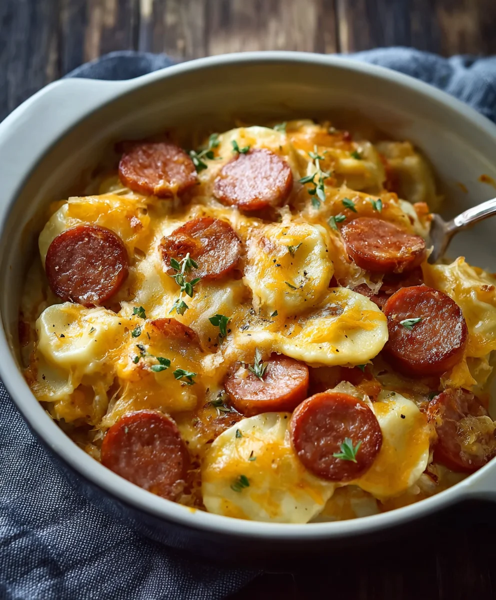 Crockpot Pierogi Casserole with Beef Kielbasa - Quick & Easy