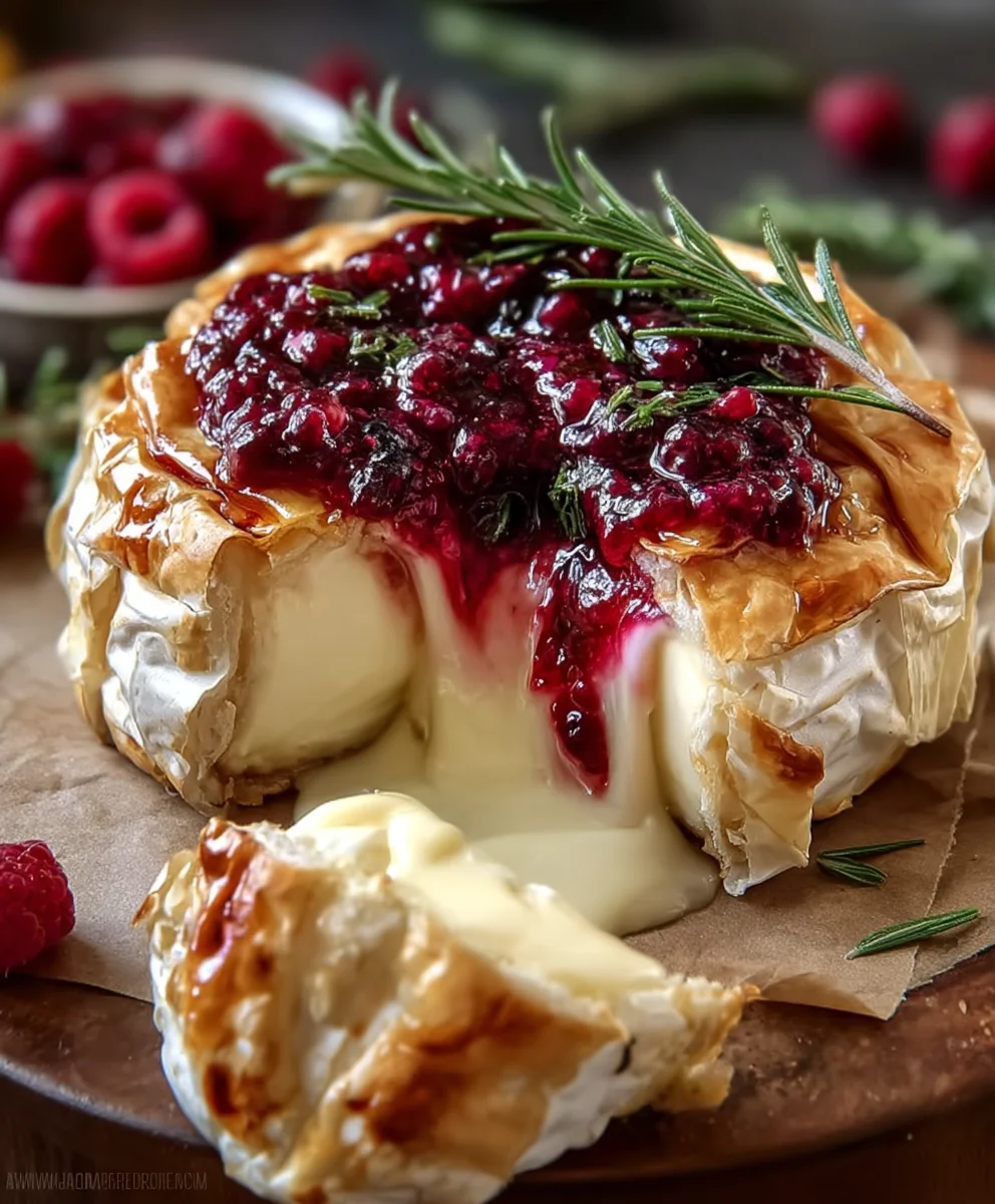 Irresistible Baked Brie Raspberry Rosemary - Quick & Easy!
