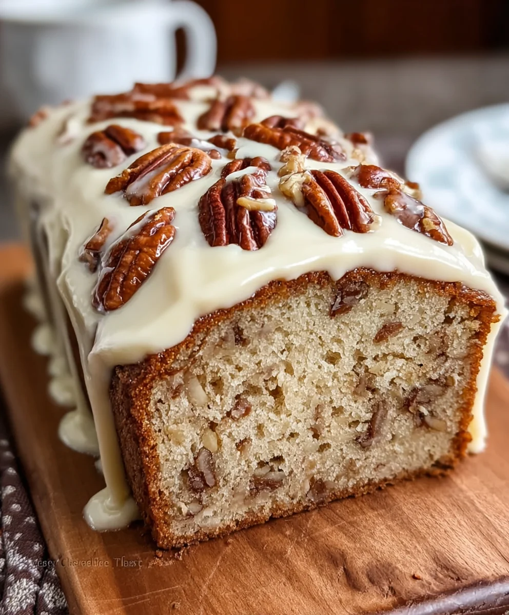 Delicious Butter Pecan Cake Loaf with Cream Cheese Icing