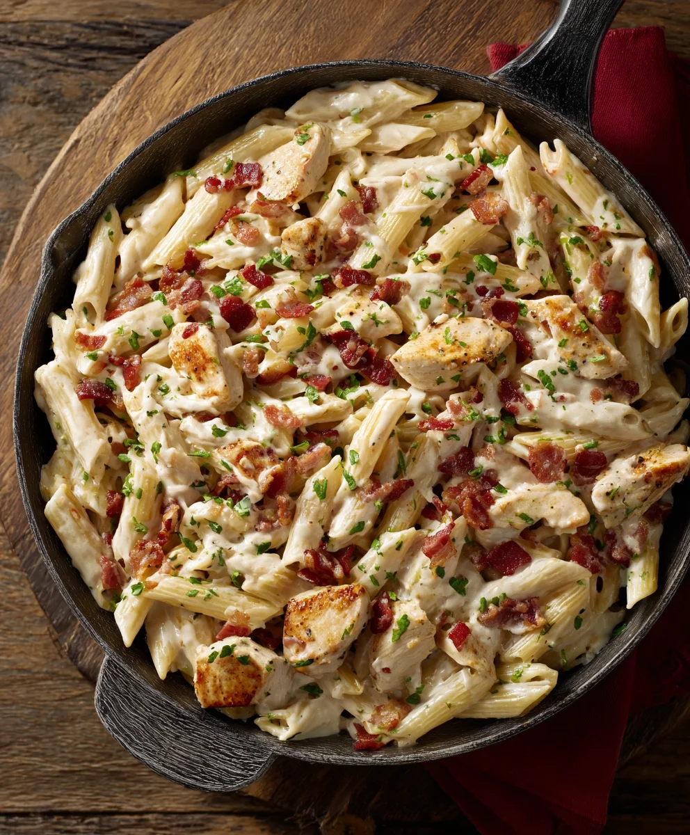 Easy Chicken Beef Bacon Ranch Pasta