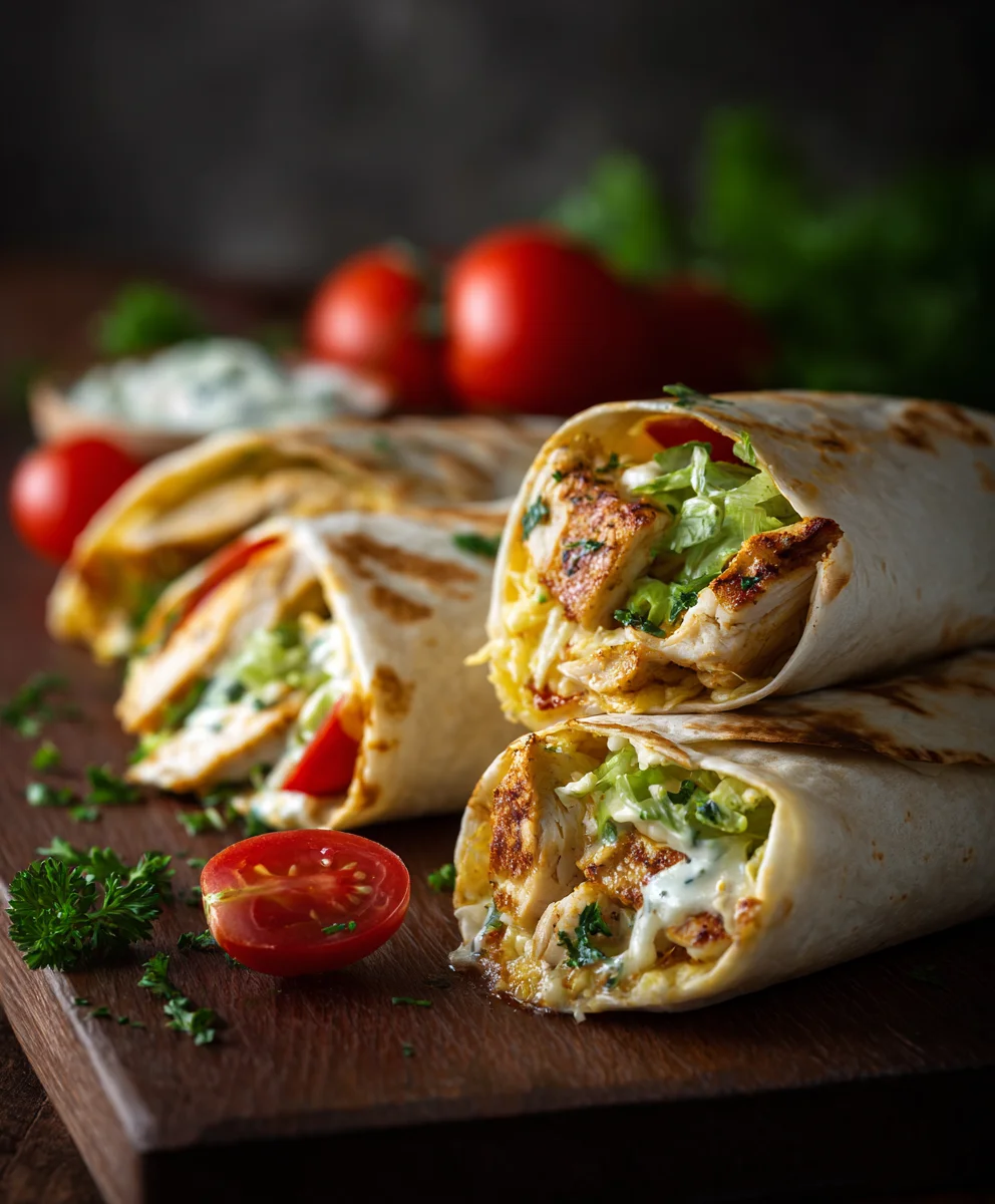 Cheesy Garlic Chicken Wraps