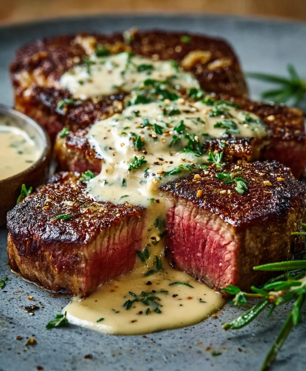 Juicy Steak With Creamy Garlic Sauce