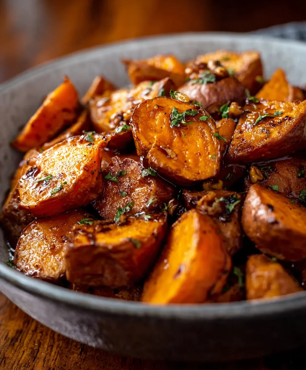 Walnut Maple Roasted Sweet Potatoes: Easy Sweet & Savory Side