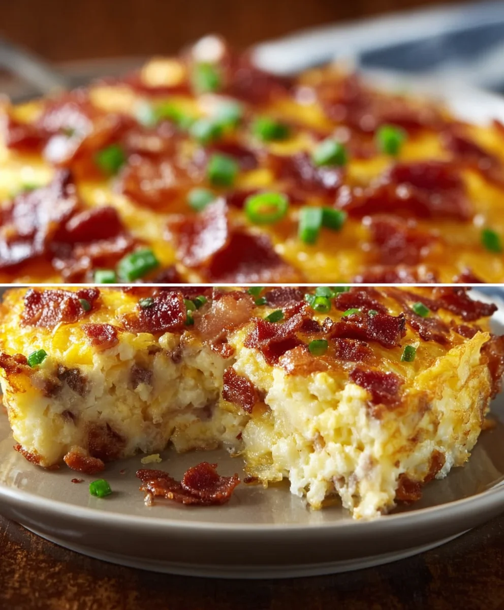 Quick & Easy Beef Bacon Egg Hashbrown Casserole Bake