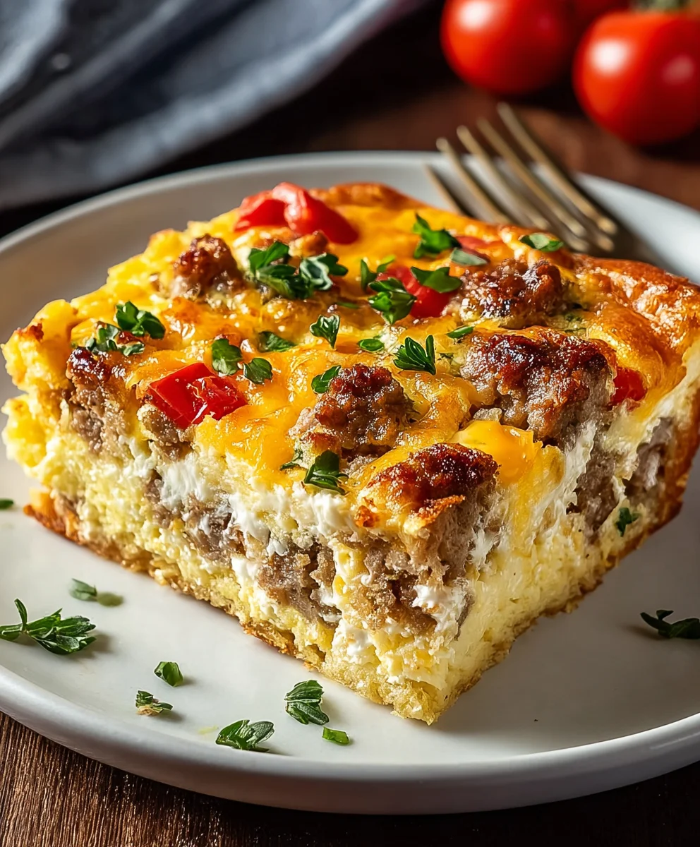 High Protein Cottage Cheese Turkey Sausage Breakfast Casserole