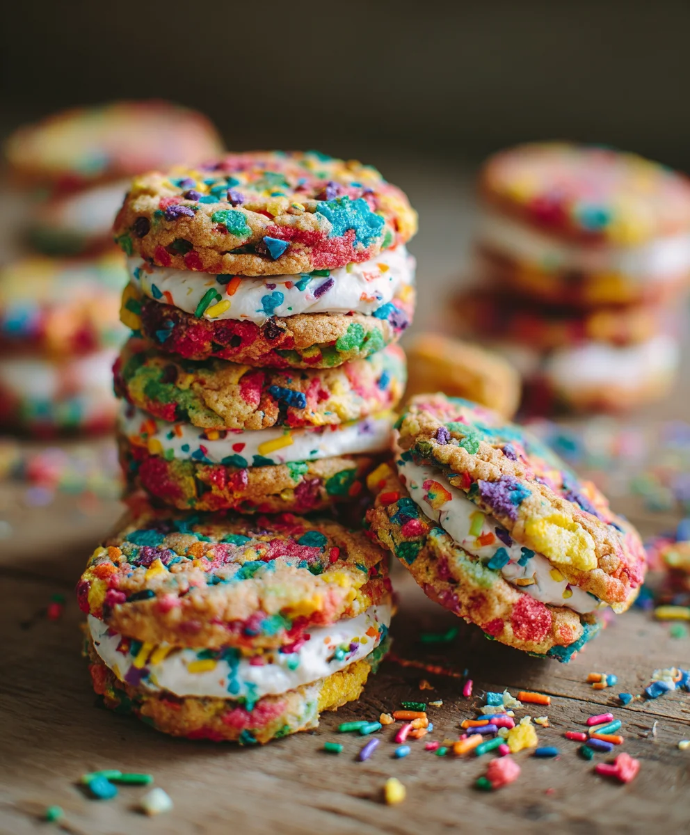 Fruity Pebbles Cookie Sandwiches: Fun & Colorful Treat!