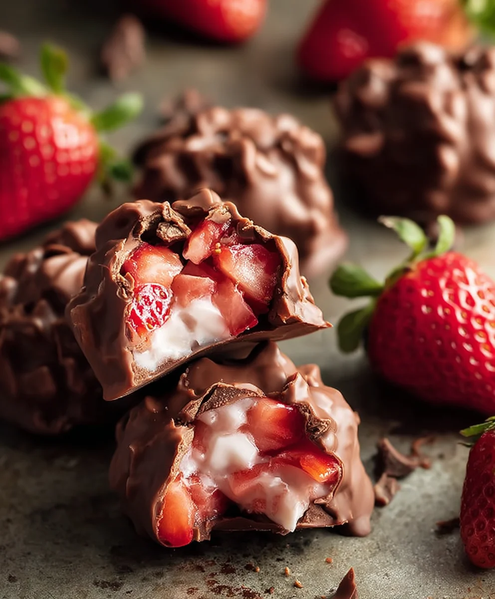 Frozen Chocolate Strawberry Yogurt Clusters
