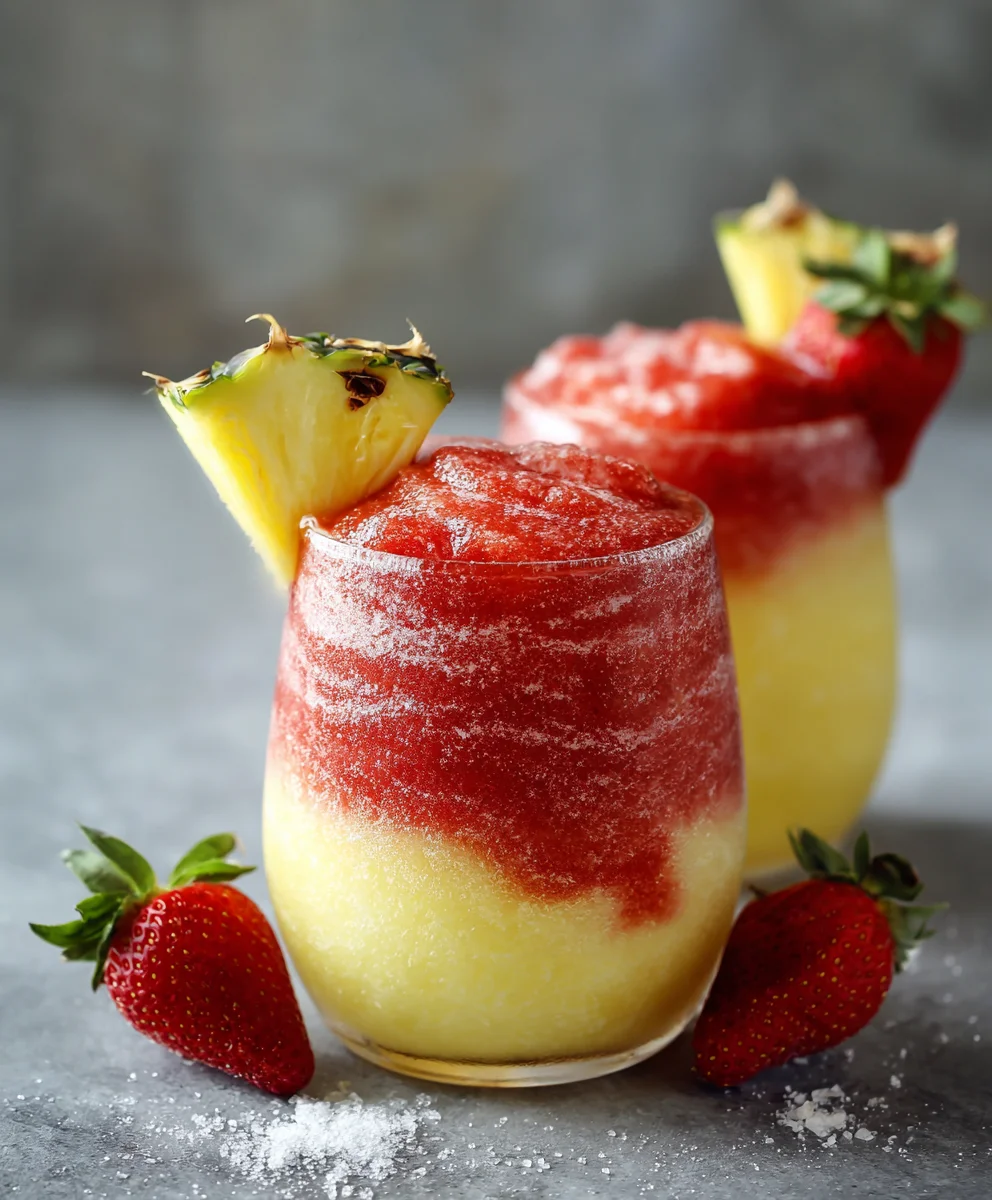 Easy Pineapple Strawberry Swirled Slushies